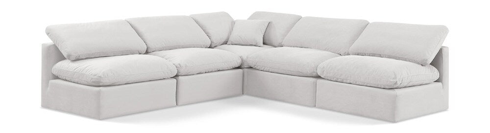 Meridian Furniture - Indulge Cream Velvet Modular Sectional - 5Pc - 147Cream-Sec5B veiw 1