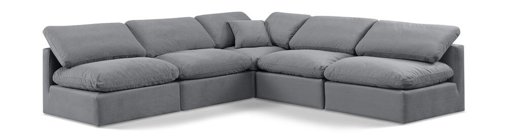 Meridian Furniture - Indulge Grey Velvet Modular Sectional - 5Pc - 147Grey-Sec5B veiw 1