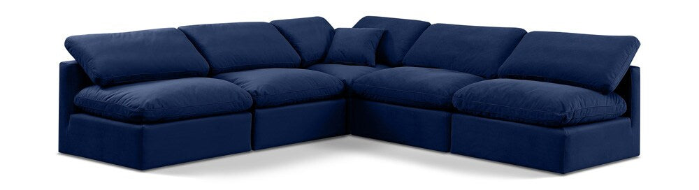 Meridian Furniture - Indulge Navy Velvet Modular Sectional - 5Pc - 147Navy-Sec5B veiw 1