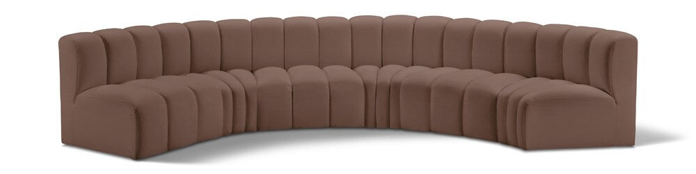 Meridian Furniture - Arc Brown Vegan Leather Modular Sofa - 6Pc - 101Brown-S6B veiw 1