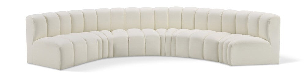 Meridian Furniture - Arc Cream Vegan Leather Modular Sofa - 6Pc - 101Cream-S6B veiw 1