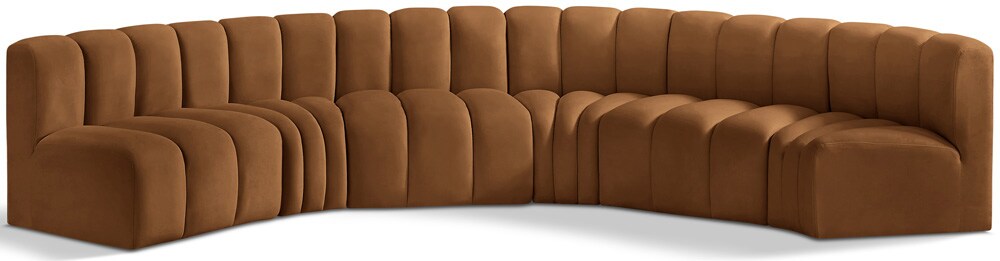 Meridian Furniture - Arc Saddle Velvet Modular Sofa - 6Pc - 103Saddle-S6B veiw 1
