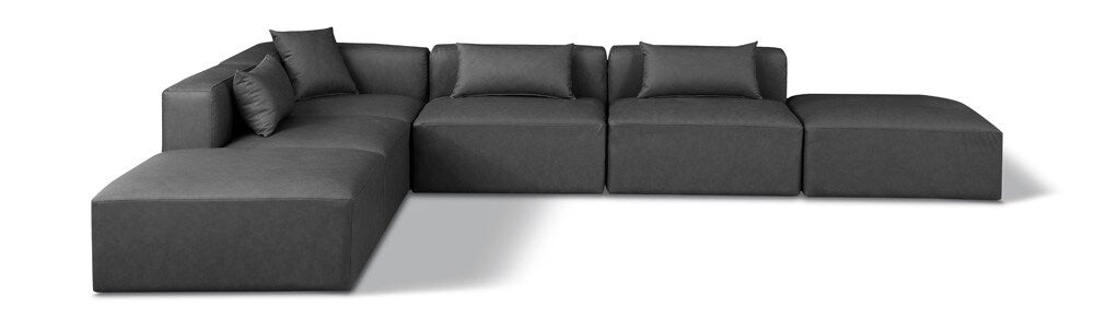 Meridian Furniture - Cube Charcoal Grey Vegan Leather Modular Sectional - 6Pc - 668Grey-Sec6E veiw 1