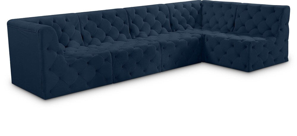 Meridian Furniture - Tuft Navy Velvet Modular Sectional - 5Pc - 680Navy-Sec5A veiw 1