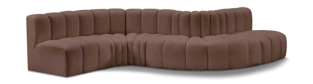 Meridian Furniture - Arc Brown Vegan Leather Modular Sofa - 6Pc - 101Brown-S6A veiw 1