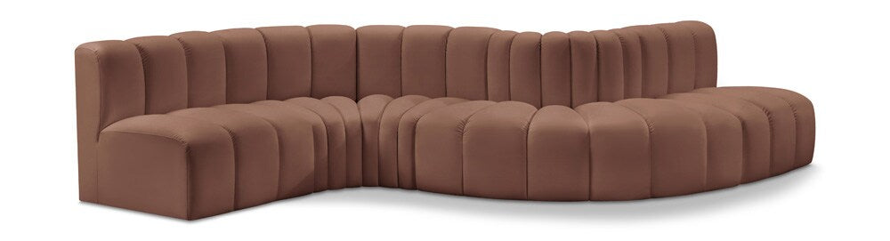 Meridian Furniture - Arc Cognac Vegan Leather Modular Sofa - 6Pc - 101Cognac-S6A veiw 1