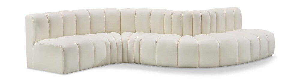 Meridian Furniture - Arc Cream Vegan Leather Modular Sofa - 6Pc - 101Cream-S6A veiw 1