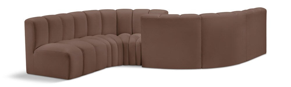 Meridian Furniture - Arc Brown Vegan Leather Modular Sofa - 6Pc - 101Brown-S6D veiw 1