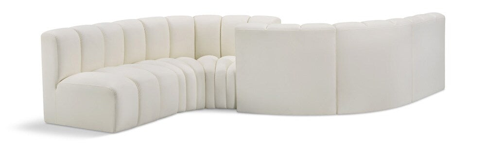 Meridian Furniture - Arc Cream Vegan Leather Modular Sofa - 6Pc - 101Cream-S6D veiw 1