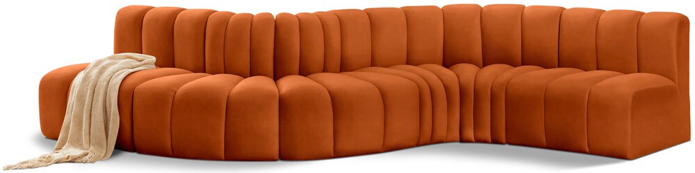 Meridian Furniture - Arc Cognac Velvet Modular Sofa - 6Pc - 103Cognac-S6A veiw 1