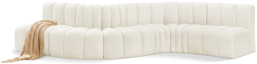 Meridian Furniture - Arc Cream Velvet Modular Sofa - 6Pc - 103Cream-S6A veiw 1