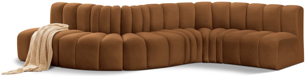 Meridian Furniture - Arc Saddle Velvet Modular Sofa - 6Pc - 103Saddle-S6A veiw 1
