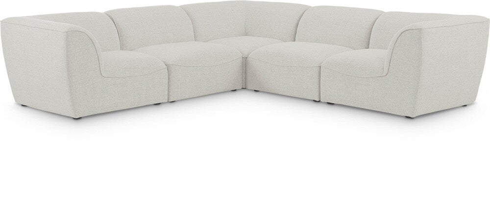 Meridian Furniture - Miramar Cream Durable Linen Textured Modular Sectional - 5Pc - 683Cream-Sec5C veiw 1