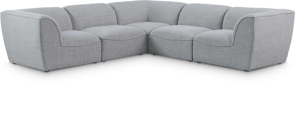 Meridian Furniture - Miramar Grey Durable Linen Textured Modular Sectional - 5Pc - 683Grey-Sec5C veiw 1