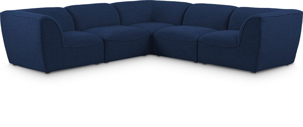 Meridian Furniture - Miramar Navy Durable Linen Textured Modular Sectional - 5Pc - 683Navy-Sec5C veiw 1