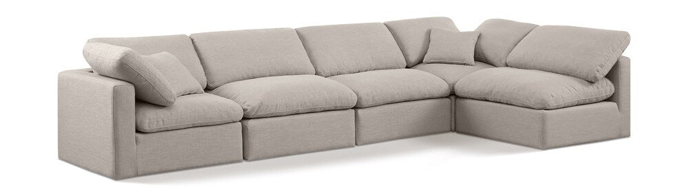 Meridian Furniture - Indulge Beige Linen Textured Fabric Modular Sectional - 5Pc - 141Beige-Sec5D veiw 1