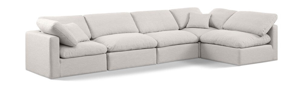 Meridian Furniture - Indulge Cream Linen Textured Fabric Modular Sectional - 5Pc - 141Cream-Sec5D veiw 1