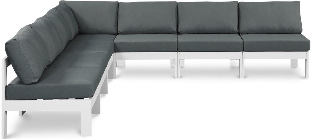 Meridian Furniture - Nizuc Grey Water Resistant Fabric Outdoor Patio Modular Sectional - 7Pc - 375Grey-Sec7A veiw 1