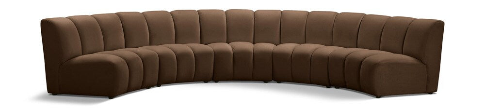 Meridian Furniture - Infinity Brown Velvet 5pc. Modular Sectional - 638Brown-5PC veiw 1