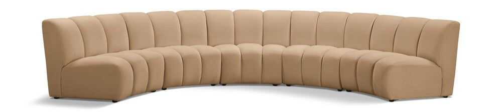 Meridian Furniture - Infinity Camel Velvet 5pc. Modular Sectional - 638Camel-5PC veiw 1