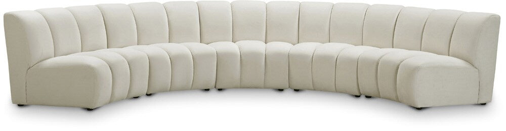 Meridian Furniture - Infinity Cream Velvet 5pc. Modular Sectional - 638Cream-5PC veiw 1