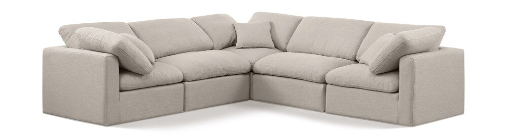 Meridian Furniture - Indulge Beige Linen Textured Fabric Modular Sectional - 5Pc - 141Beige-Sec5C veiw 1