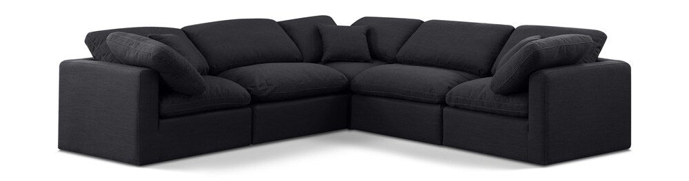Meridian Furniture - Indulge Black Linen Textured Fabric Modular Sectional - 5Pc - 141Black-Sec5C veiw 1
