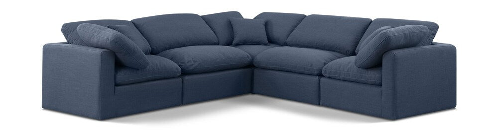 Meridian Furniture - Indulge Navy Linen Textured Fabric Modular Sectional - 5Pc - 141Navy-Sec5C veiw 1