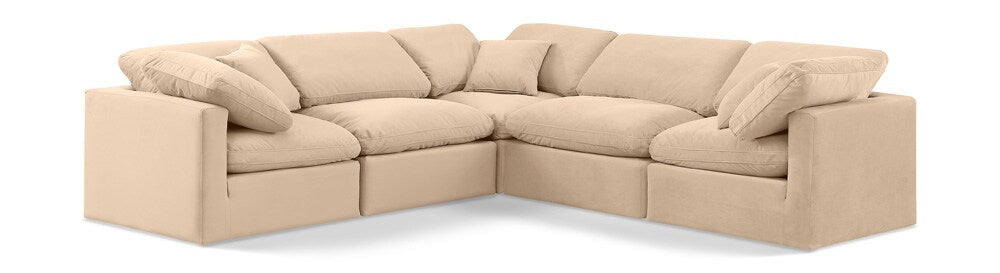 Meridian Furniture - Indulge Beige Velvet Modular Sectional - 5Pc - 147Beige-Sec5C veiw 1