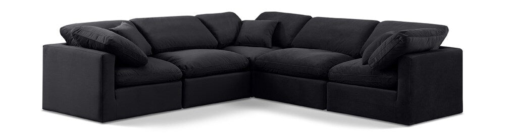 Meridian Furniture - Indulge Black Velvet Modular Sectional - 5Pc - 147Black-Sec5C veiw 1