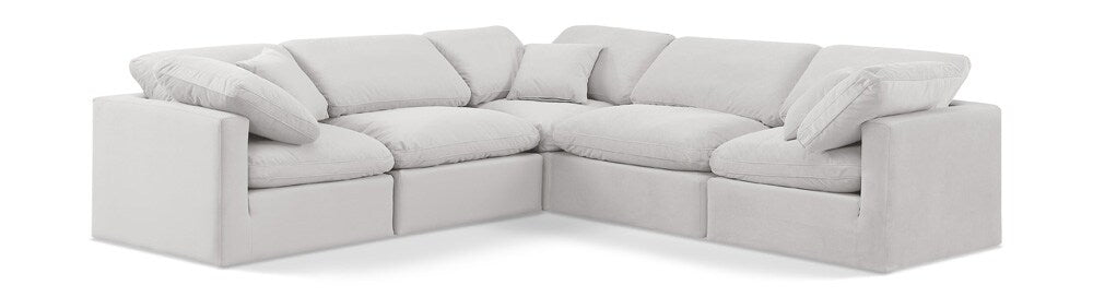 Meridian Furniture - Indulge Cream Velvet Modular Sectional - 5Pc - 147Cream-Sec5C veiw 1