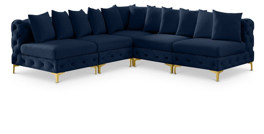 Meridian Furniture - Tremblay Navy Velvet Modular Sectional - 5Pc - 686Navy-Sec5B veiw 1