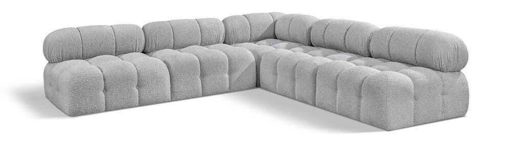 Meridian Furniture - Ames Grey Boucle Fabric Modular Sectional - 5Pc - 611Grey-Sec5C veiw 1