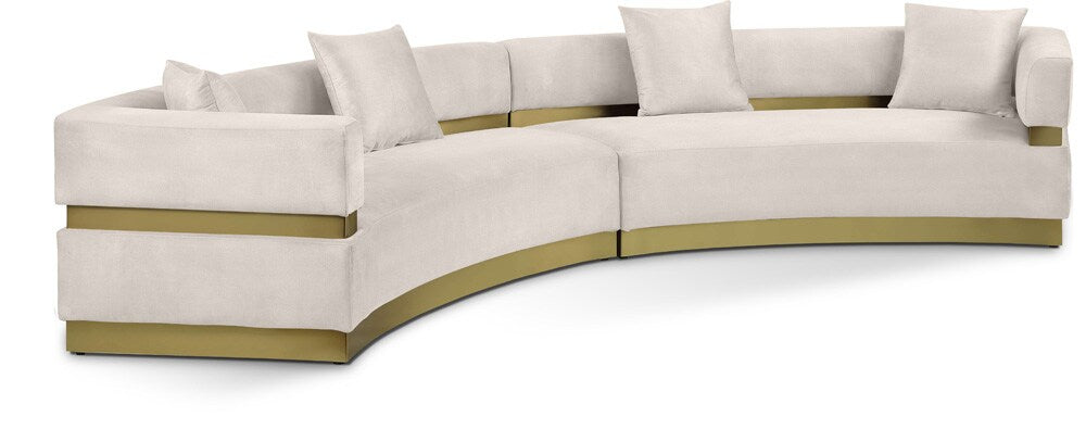 Meridian Furniture - Belsa Cream Velvet 2pc. Sectional - 694Cream-Sectional veiw 1