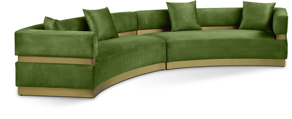 Meridian Furniture - Belsa Olive Velvet 2pc. Sectional - 694Olive-Sectional veiw 1