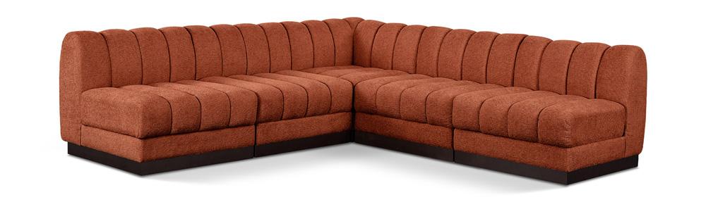 Meridian Furniture - Quinn Cognac Chenille Fabric Modular Sectional - 5Pc - 124Cognac-Sec5B veiw 1