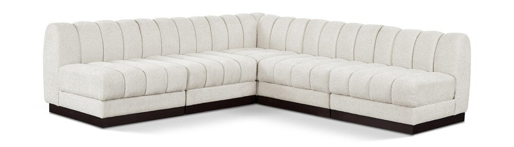 Meridian Furniture - Quinn Cream Chenille Fabric Modular Sectional - 5Pc - 124Cream-Sec5B veiw 1