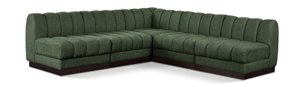 Meridian Furniture - Quinn Green Chenille Fabric Modular Sectional - 5Pc - 124Green-Sec5B veiw 1