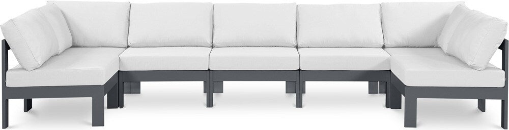 Meridian Furniture - Nizuc White Water Resistant Fabric Outdoor Patio Modular Sectional - 7Pc - 376White-Sec7C veiw 1