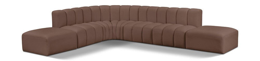 Meridian Furniture - Arc Brown Vegan Leather Modular Sofa - 7Pc - 101Brown-S7A veiw 1