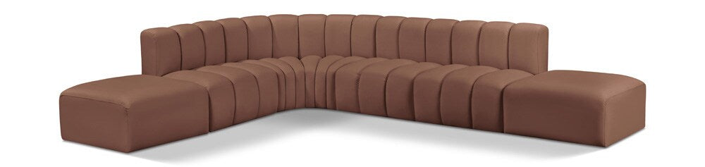 Meridian Furniture - Arc Cognac Vegan Leather Modular Sofa - 7Pc - 101Cognac-S7A veiw 1