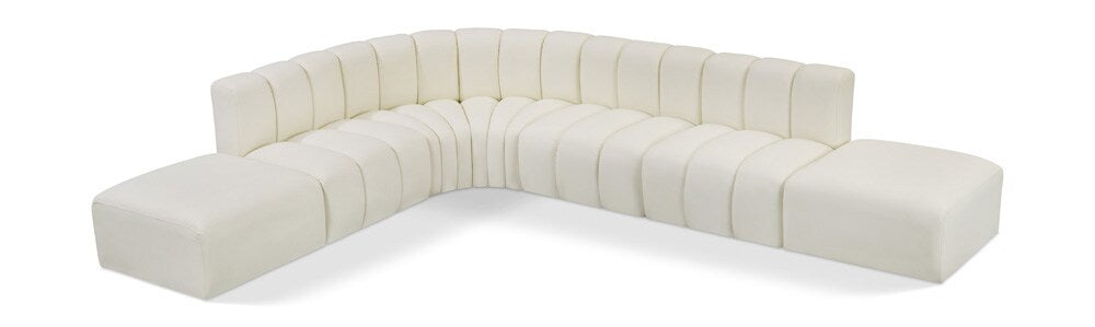 Meridian Furniture - Arc Cream Vegan Leather Modular Sofa - 7Pc - 101Cream-S7A veiw 1