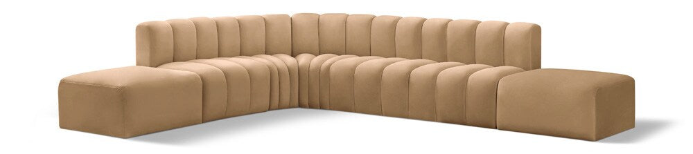 Meridian Furniture - Arc Camel Velvet Modular Sofa - 7Pc - 103Camel-S7A veiw 1