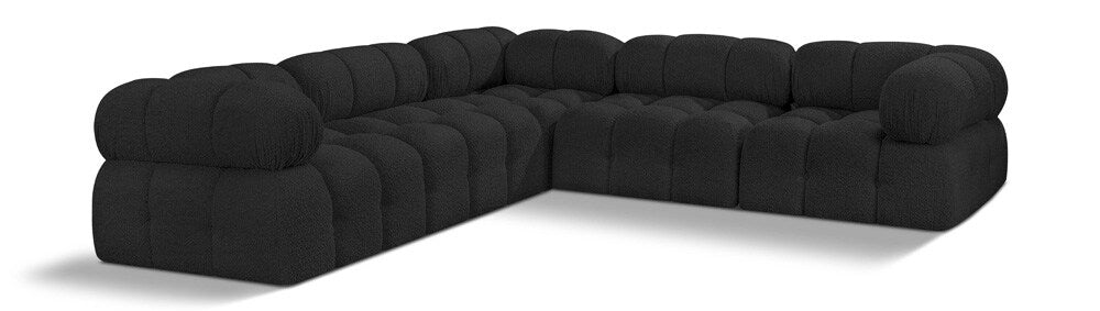 Meridian Furniture - Ames Black Boucle Fabric Modular Sectional - 5Pc - 611Black-Sec5D veiw 1