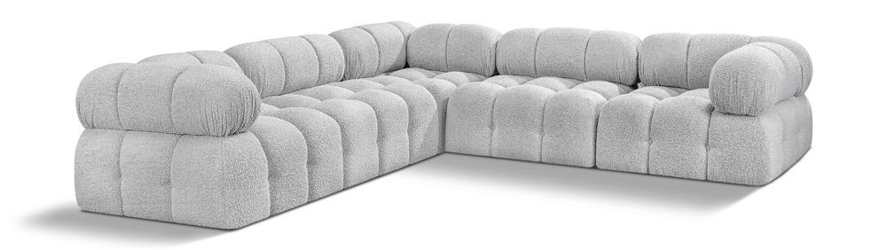 Meridian Furniture - Ames Grey Boucle Fabric Modular Sectional - 5Pc - 611Grey-Sec5D veiw 1