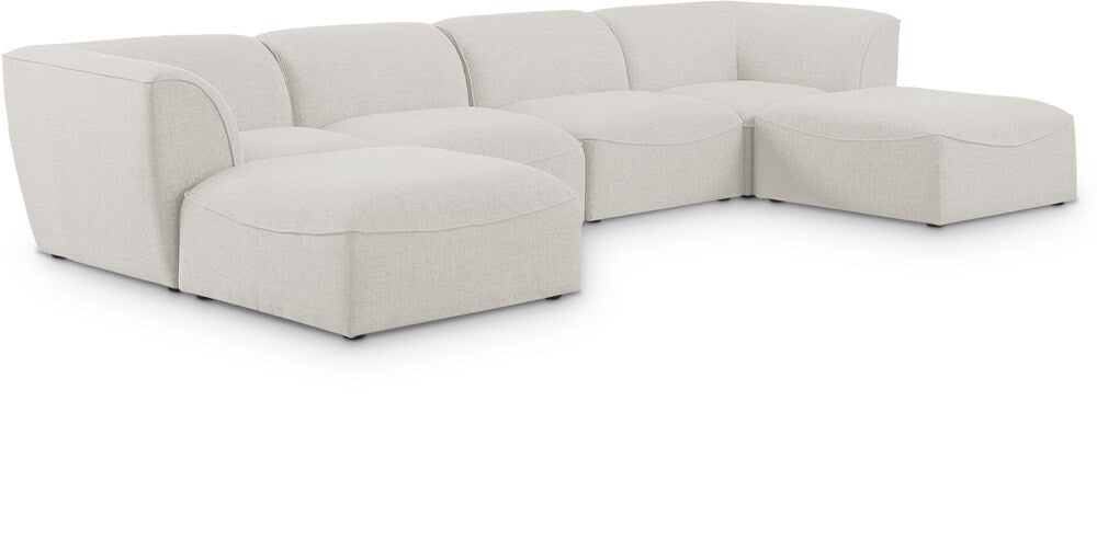 Meridian Furniture - Miramar Cream Durable Linen Textured Modular Sectional - 6Pc - 683Cream-Sec6A veiw 1