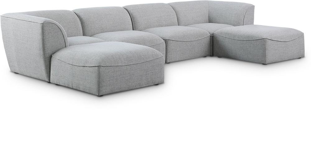 Meridian Furniture - Miramar Grey Durable Linen Textured Modular Sectional - 6Pc - 683Grey-Sec6A veiw 1