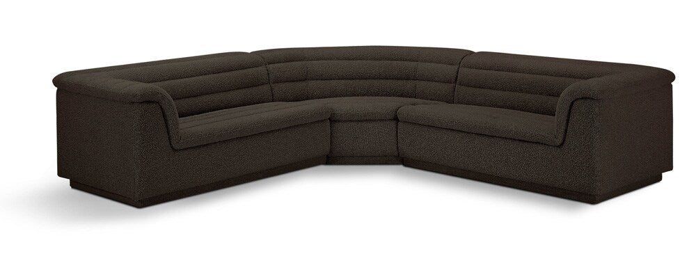 Meridian Furniture - Cascade Brown Boucle Fabric Modular Sectional - 3Pc - 193Brown-Sectional veiw 1