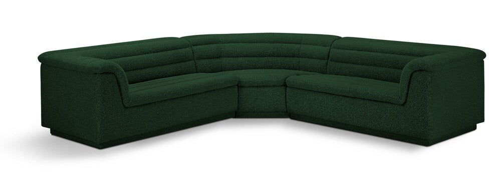 Meridian Furniture - Cascade Green Boucle Fabric Modular Sectional - 3Pc - 193Green-Sectional veiw 1
