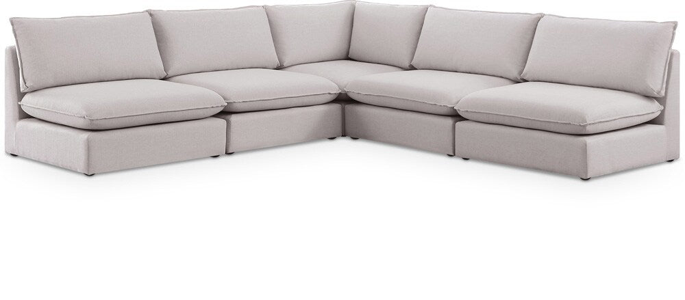 Meridian Furniture - Mackenzie Beige Durable Linen Textured Modular Sectional - 5Pc - 688Beige-Sec5C veiw 1